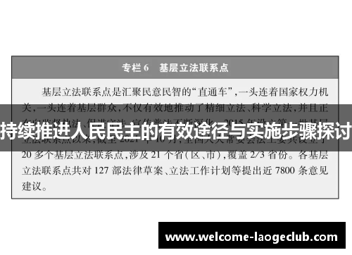 持续推进人民民主的有效途径与实施步骤探讨