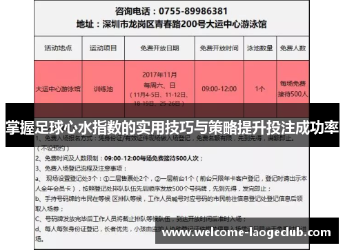 掌握足球心水指数的实用技巧与策略提升投注成功率