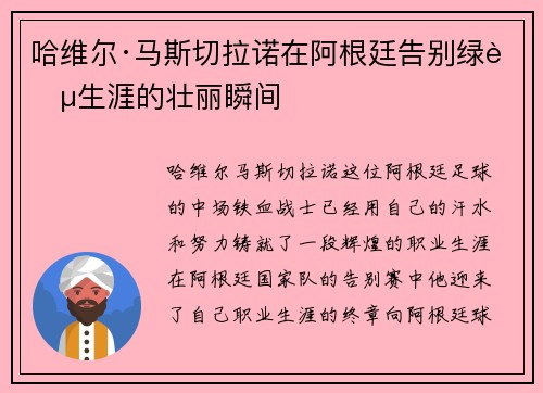 哈维尔·马斯切拉诺在阿根廷告别绿茵生涯的壮丽瞬间 哈维尔·马斯切拉诺在阿根廷告别绿茵生涯的壮丽瞬间